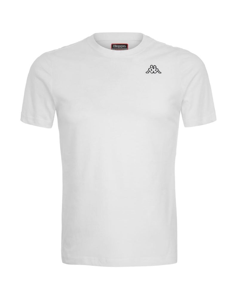 Logo Tape Camiseta Cafers Slim Blanca Manga Corta Hombre Kappa